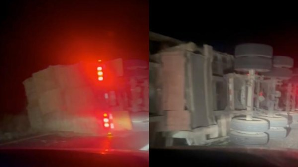Vuelca tráiler en carretera a Juárez