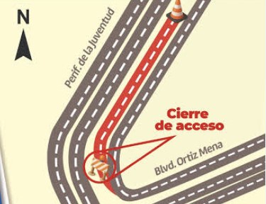 Cierre en Periférico de la Juventud por obras de nueva gaza