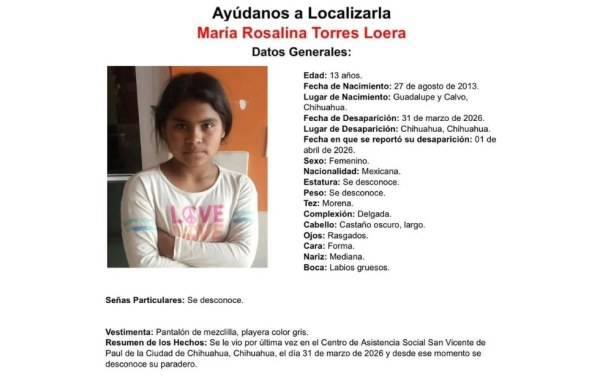 Desaparece menor en Chihuahua