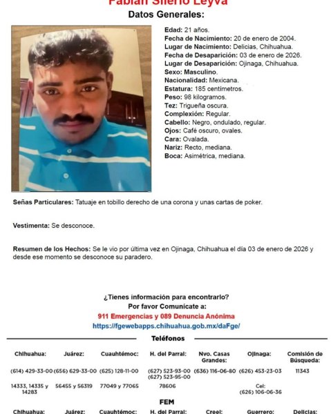 Desaparece en Ojinaga