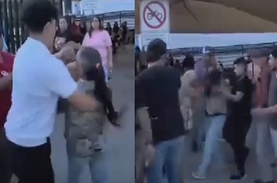 Se agarran a golpes afuera del Morelos