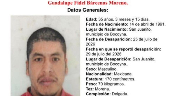 Desaparece en San Juanito