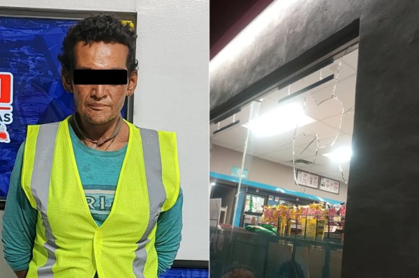 Rompe vidrios de tienda al negarle venta de alcohol