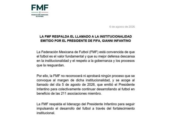 Respalda FMF a Infantino