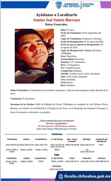Desaparece rumbo a Durango