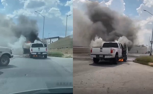 Se calcina pick up en Los Nogales