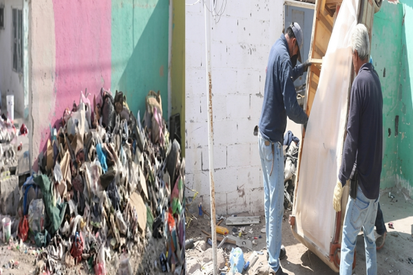 Retiran 16 toneladas de basura de vivienda en la Diego Lucero