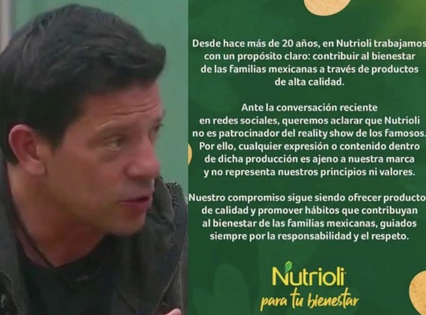 Nutrioli rechaza vínculo con La Casa de los Famosos