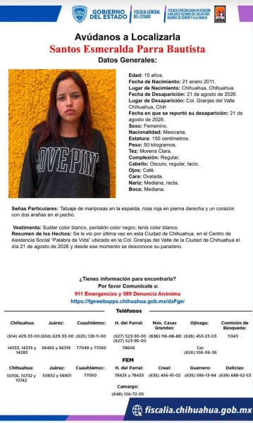 Desaparece menor en Chihuahua