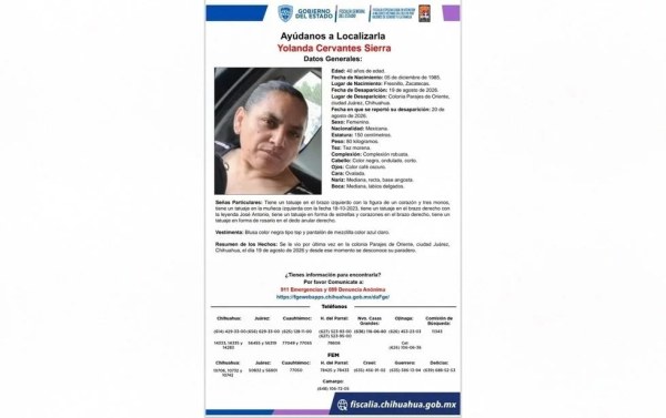 Desaparece al salir de su casa en Juárez