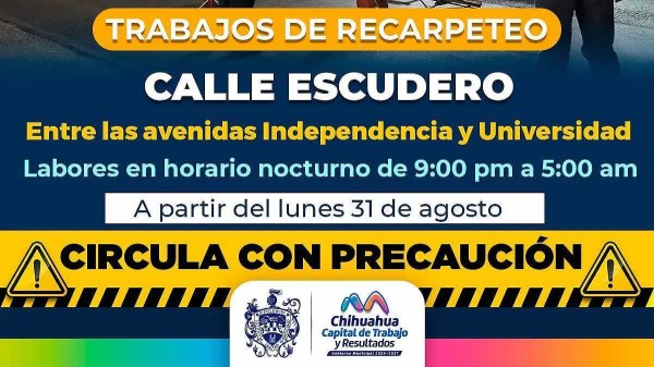 Rehabilitarán la calle Escudero este lunes durante la noche
