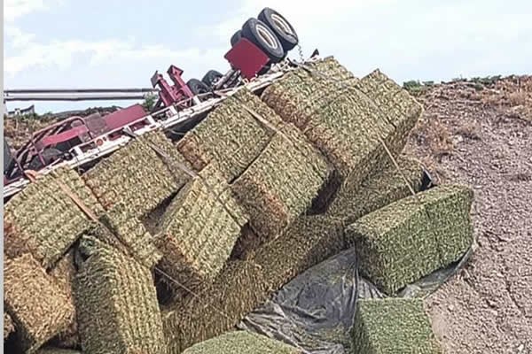Vuelca tráiler de doble remolque en el puente 'El Caracol'; cierran el tráfico
