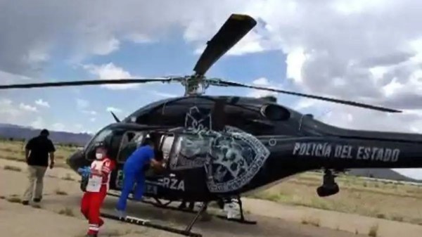 Trasladan a mujer lesionada en helicóptero