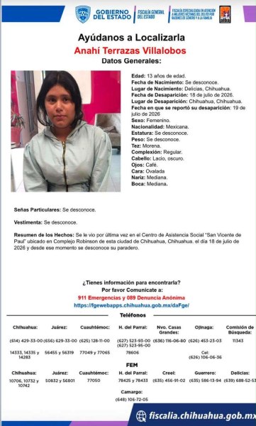 Desaparece menor en Chihuahua