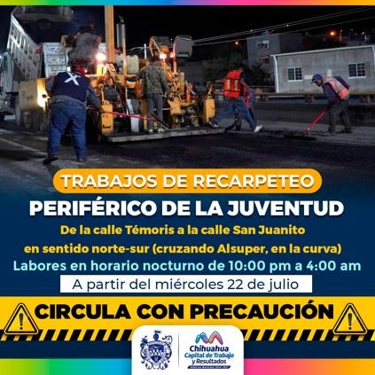 Recarpetearán Periférico de la Juventud