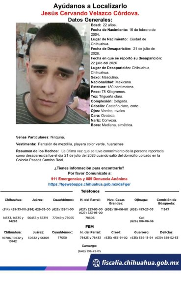 Desaparece en Chihuahua