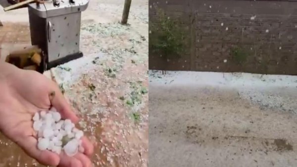 Cae granizo en Villa López