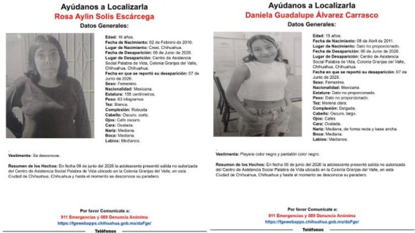 Desaparecen adolescentes de Centro de Asistencia