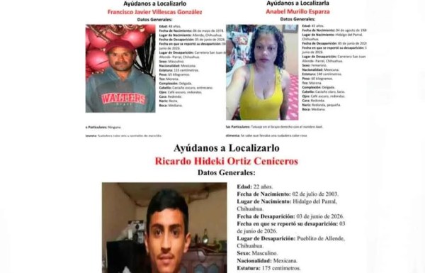 Desaparecen 3 en menos de 48 horas en Allende