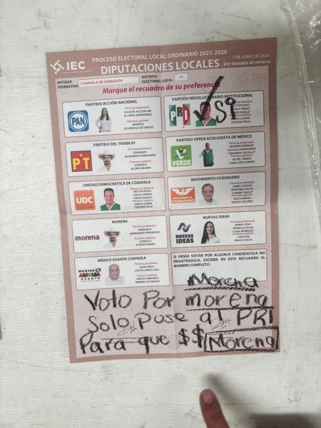 Morena denuncia compra de votos en Coahuila con fotos de boletas