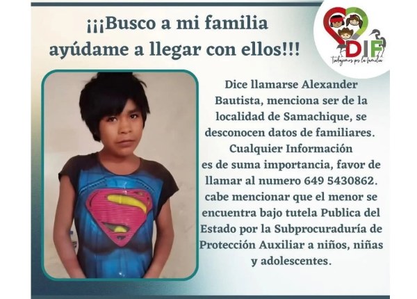 Buscan a familia de menor