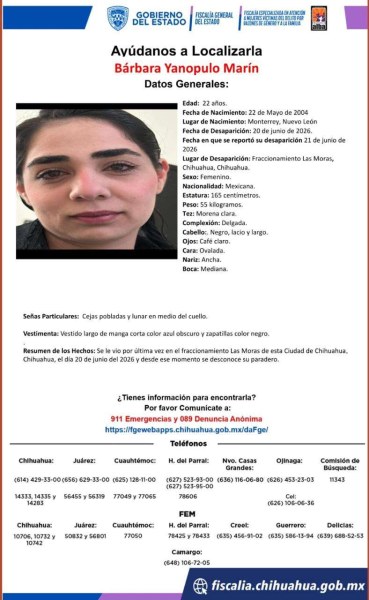 Desaparece mujer en Chihuahua