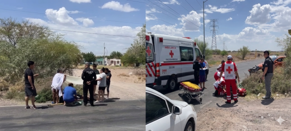¡Salieron volando! Pareja en moto sufre brutal choque contra auto