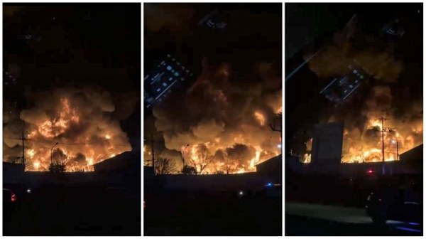 Captan fuerte incendio en salida a Juárez