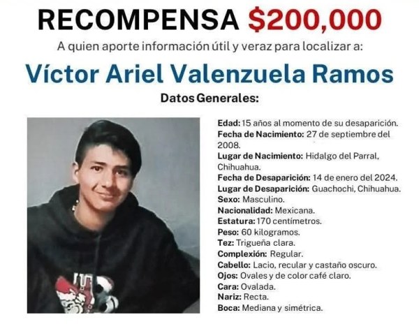 Ofrecen recompensa de $200 mil pesos por desaparecido en Guachochi