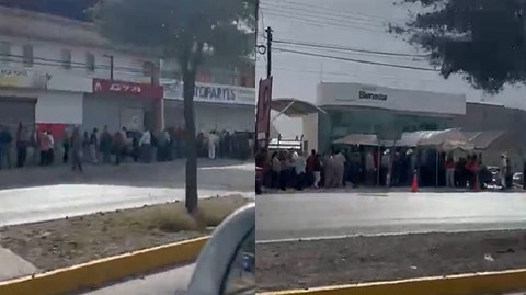 Se registran largas filas en banco del bienestar