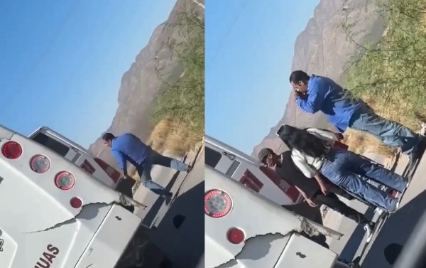 Choferes de camión se agarran a golpes