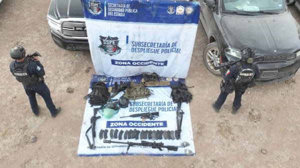 Enfrentamiento en caseta Cuauhtémoc deja arsenal asegurado