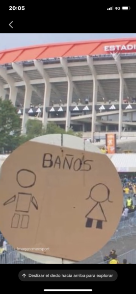 Estadio Banorte bajo la crítica por usar letreros de cartón en sus baños
