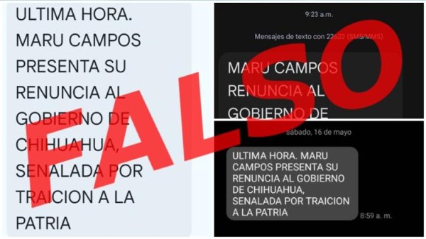 Mandan SMS falso de renuncia de Maru Campos