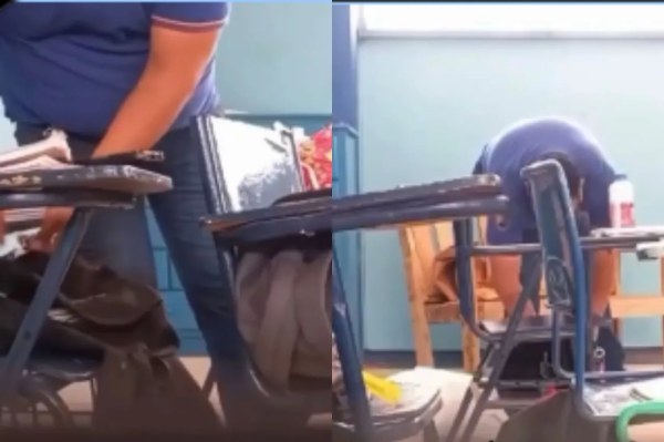 Captan a profesor hurgando en la mochila de sus alumnos