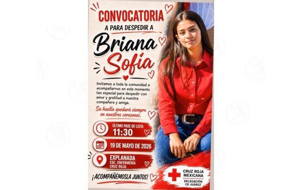 Cruz Roja despedirá a Briana Sofía con último pase de lista