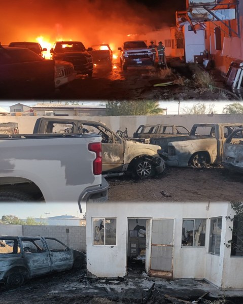 Incendio en Fiscalía de Ojinaga deja 6  autos calcinados