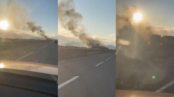 Se incendia camión en vía corta a Parral