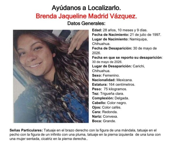 Desaparece mujer en Carichí