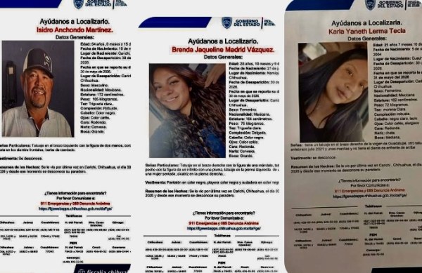 Identifican a los tres desaparecidos de Carichí