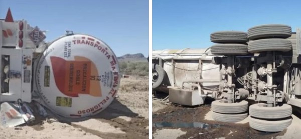 Vuelca pipa con diésel en la Panamericana