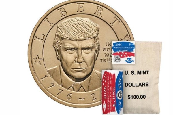 Sacan moneda de un dólar con la cara de Donald Trump