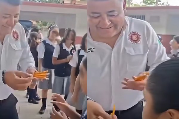 Diputado causa polémica al entregar un lápiz a cada alumno