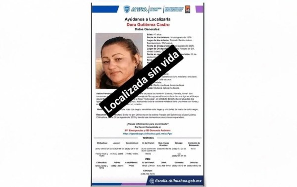 Identifican a mujer localizada sin vida en Samalayuca