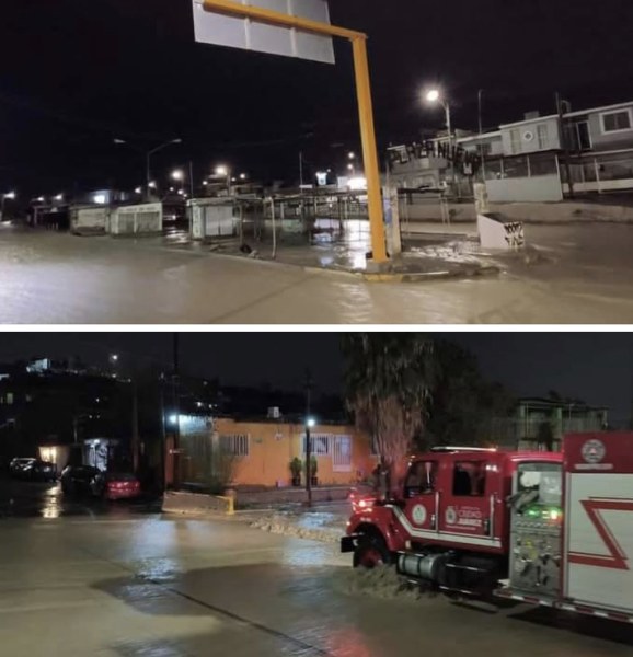 Inundaciones por fuerte lluvia en Juárez