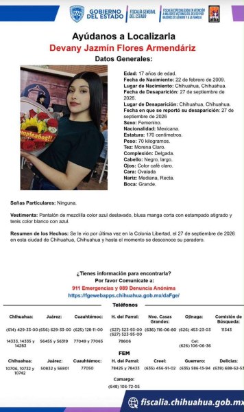 Desaparece menor en Chihuahua
